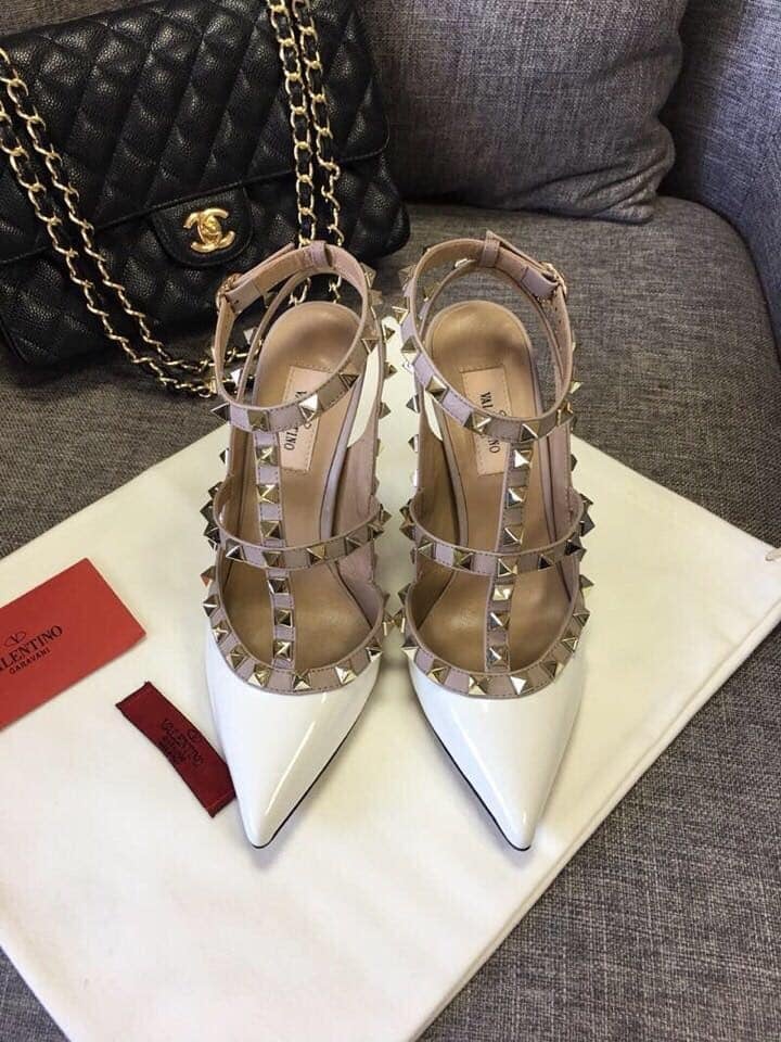 Valentino Patent Rockstud Caged Pump 100Mm Light Ivory Zw2S0393Vnwl62 view 5