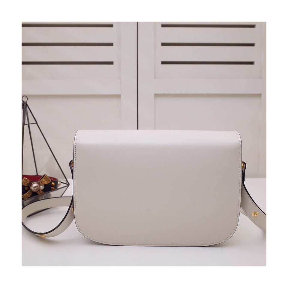 Gucci Horsebit 1955 Shoulder Bag In White Leather view 9