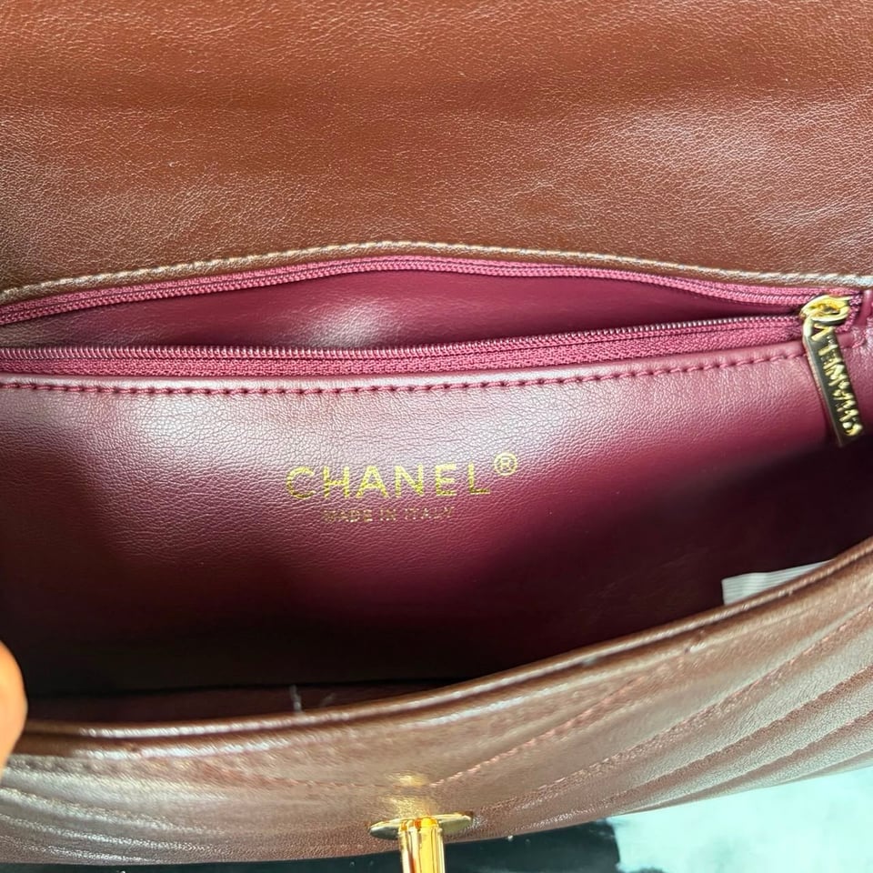 Chanel Maxi Flap Bag With Top Handle 31cm/12.2in Brown AS6091 view 8
