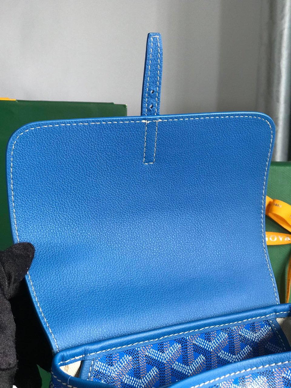 Goyard Alpin Mini Backpack 21 Cm Sapphire Blue Lambskin And Goyardine Canvas view 9