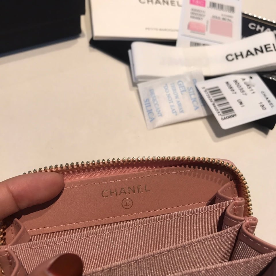 Chanel Zipped Caviar Purse 11 Peach Calfskin Gold Icon view 8