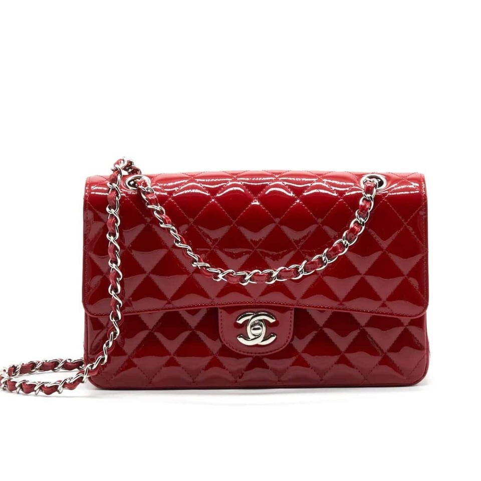 Chanel Medium Classic Double Flap Bag Patent Leather Red 26Cm/14in view 2