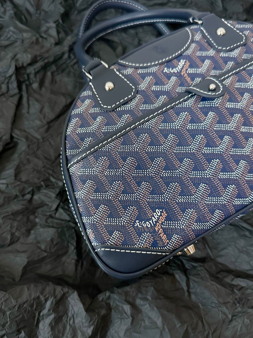 Goyard Goya Bowling Ball Small Navy Blue Canvas 27cm view 8