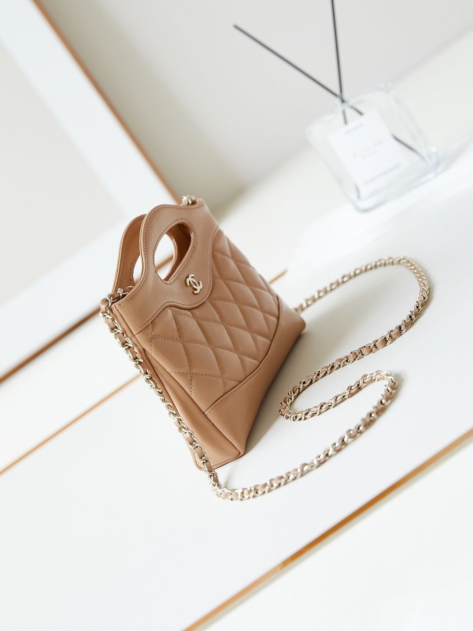 Chanel 24S31 Nano Shopping Bag 17.5Cm Brown Lambskin Gold Hardware view 7