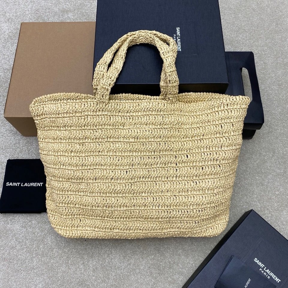 Saint Laurent Rive Gauche Supple Tote Bag In Raffia Crochet 38Cm view 4
