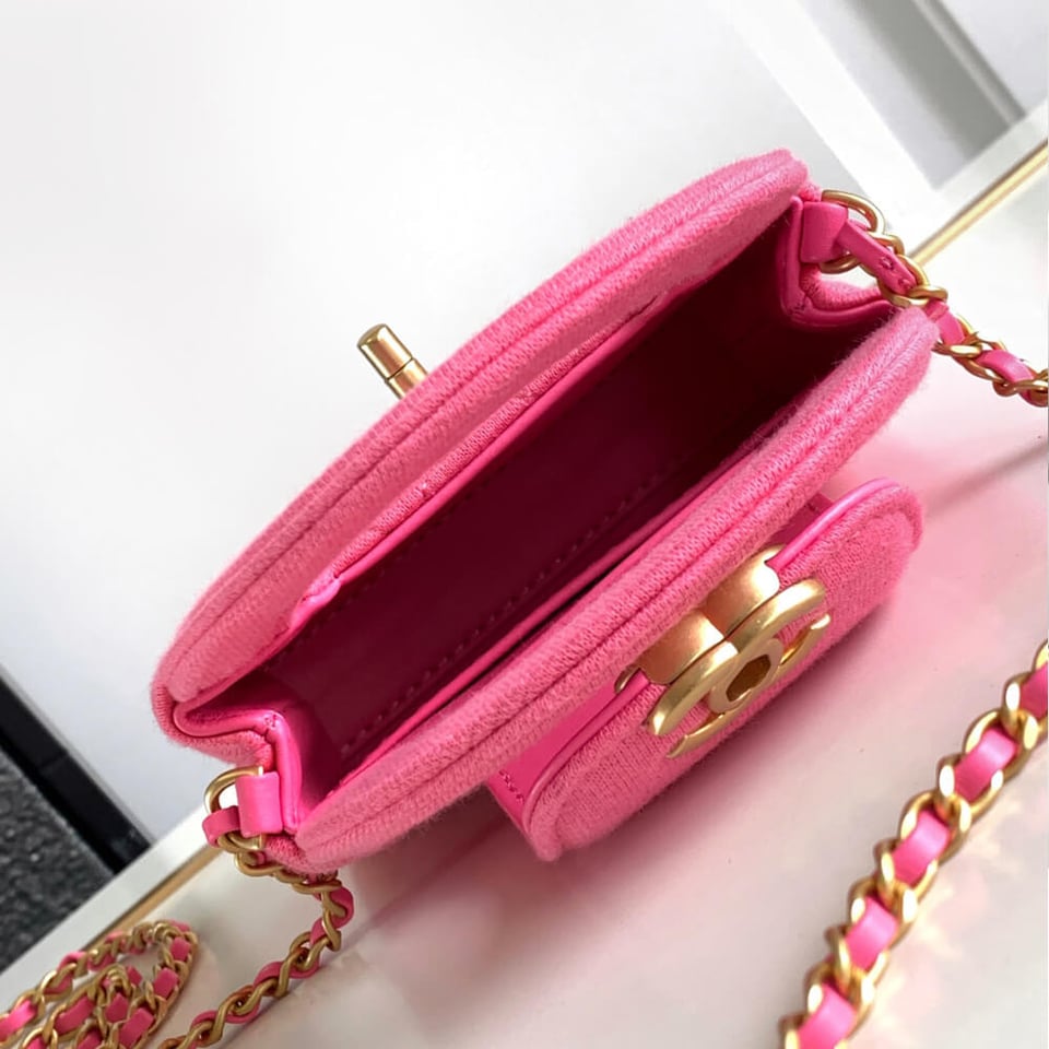 Chanel Jersey Quilted Nano Kelly Shopper Pink Bag 13cm view 11