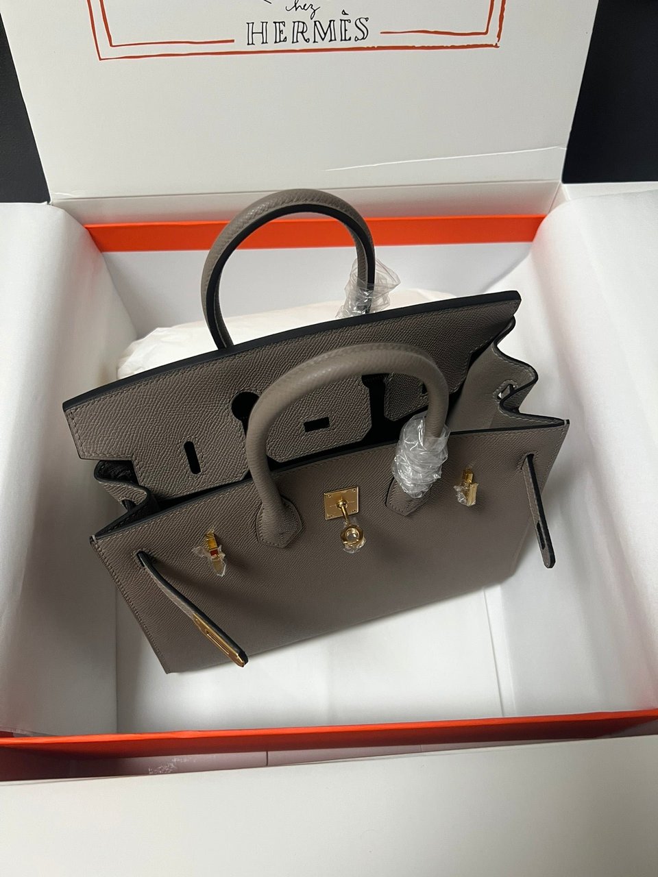 Hermes Birkin Sellier Etain Epsom Leather Gold Hardware view 3