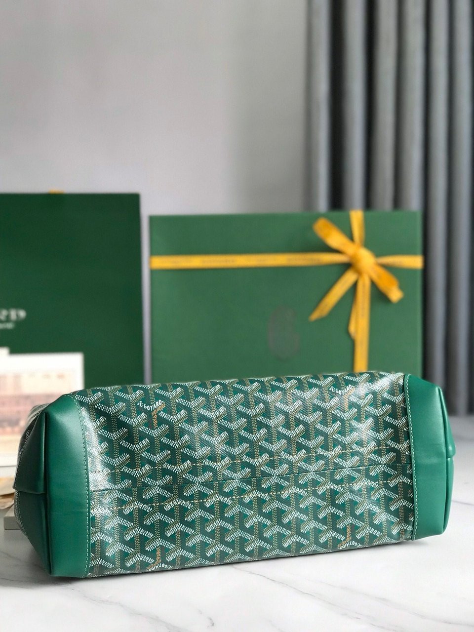 Goyard Bellechasse Biaude Pm Bag 36cm Green Goyardine Canvas And Calfskin Trim view 5