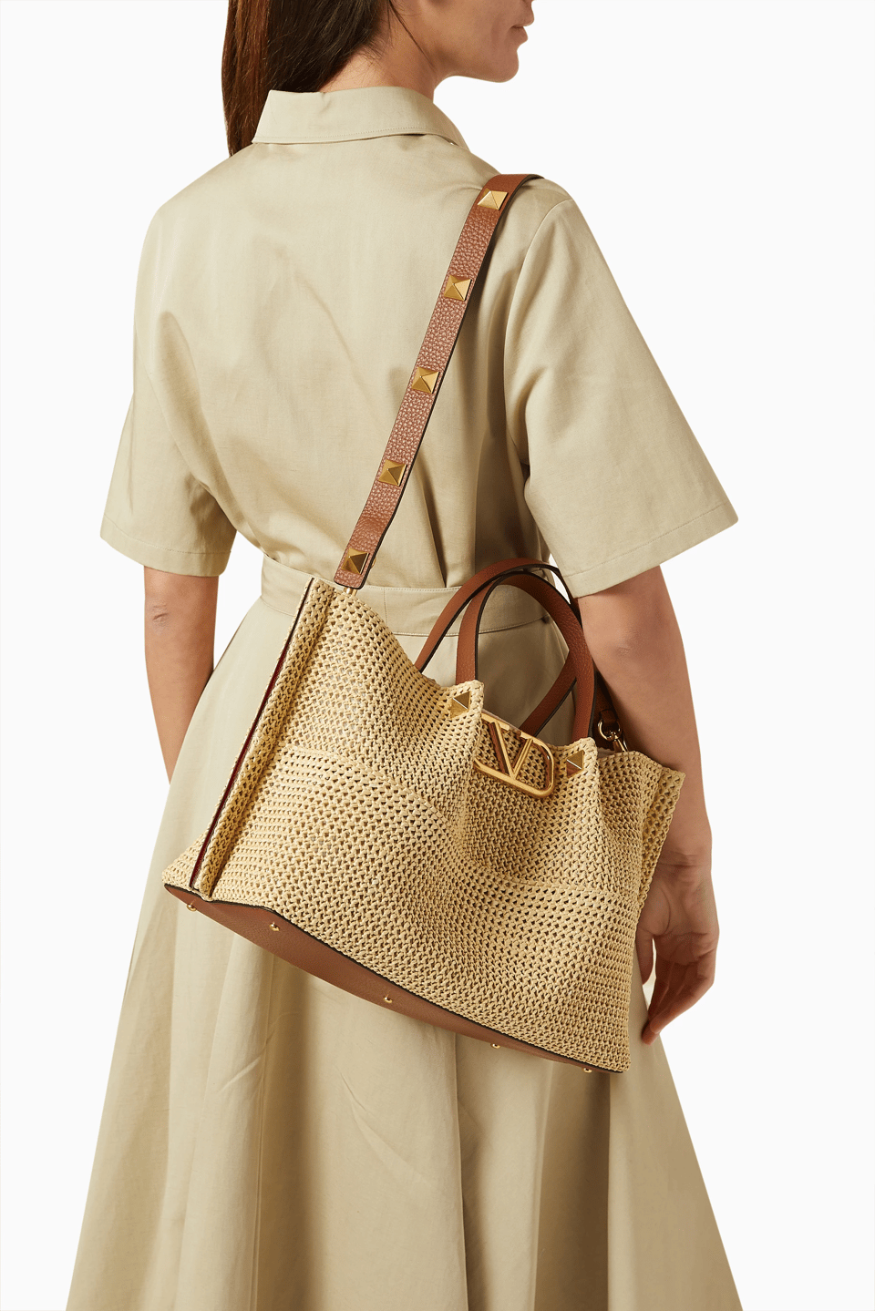 Valentino Garavani Summer Woven Natural Brown Leather Tote Bag 35cm/13.8in view 4