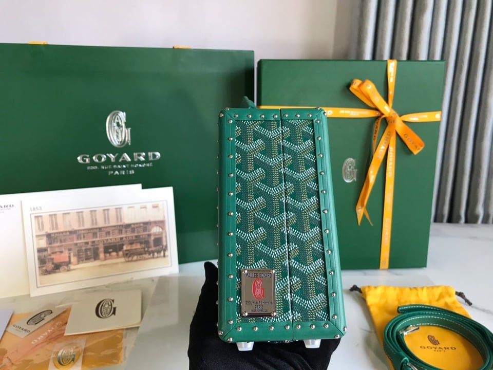 Goyard Grand Hôtel Trunk Bag 24.5cm Green Goyardine Canvas And Calfskin view 7