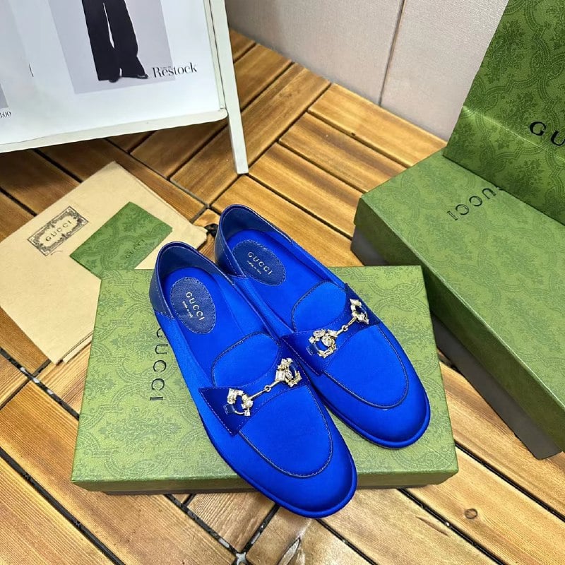 Gucci Horsebit Loafer With Crystals Blue Satin 759780 Knd90 4380 view 8