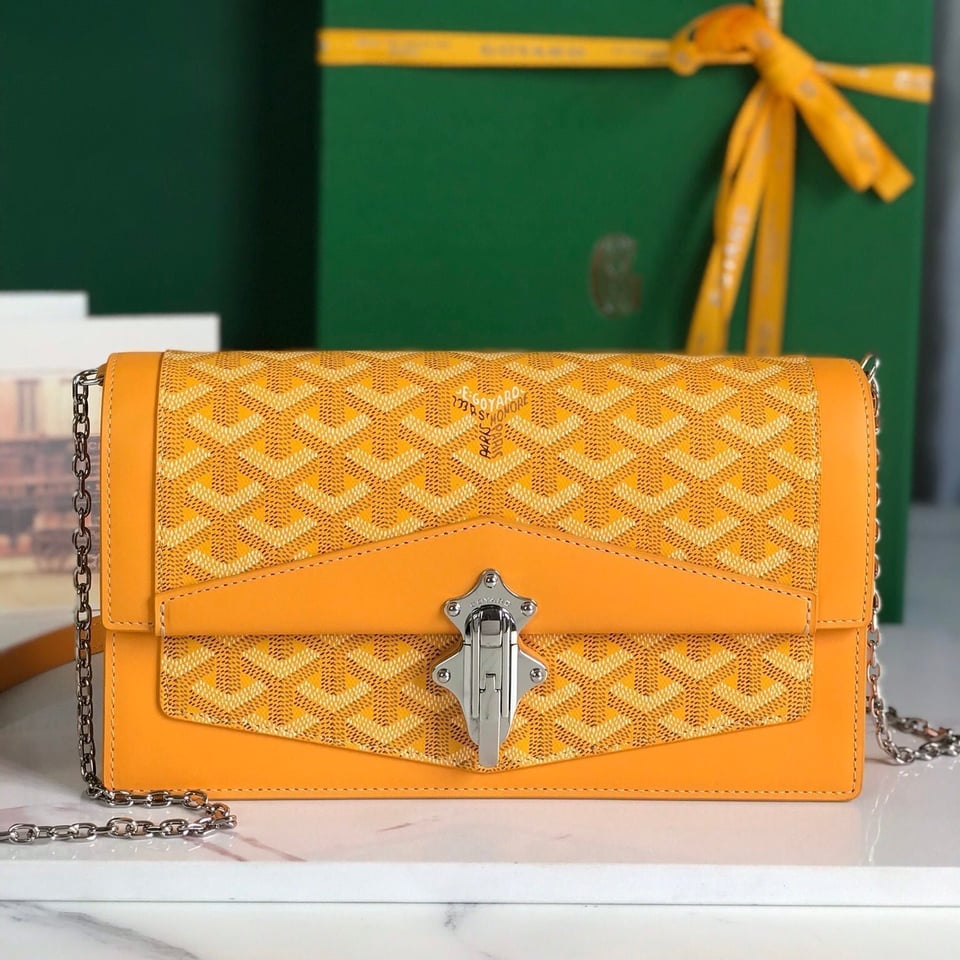 Goyard Duchesse Marie-Caroline Bag 25 Cm Yellow Goyardine Canvas And Smooth Calfskin view 2