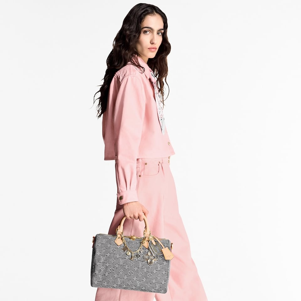 Louis Vuitton LV Speedy Soft 30 Monogram Denim Bag in Grey 30cm/ 11.8 in view 3