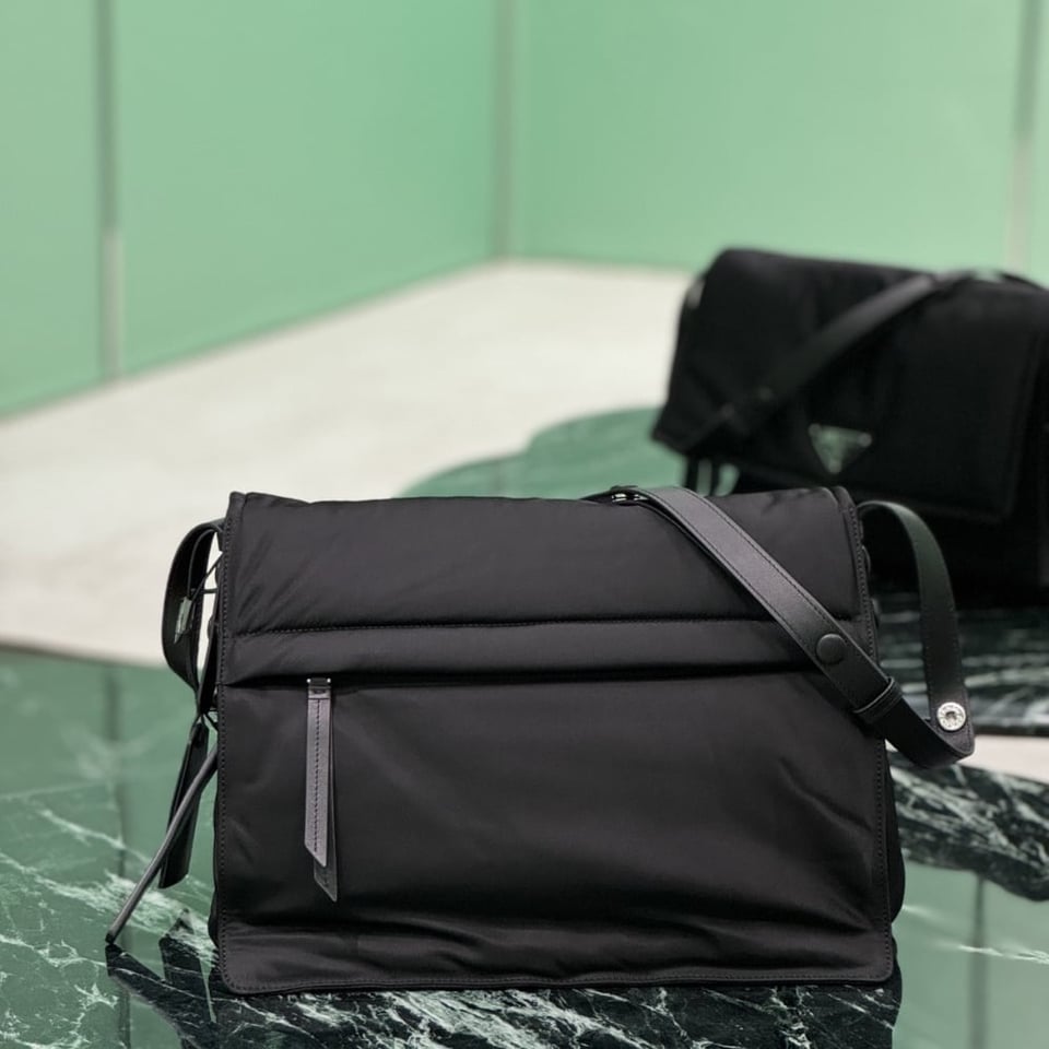Prada Re Nylon Large Padded Shoulder Bag Black 38Cm view 6
