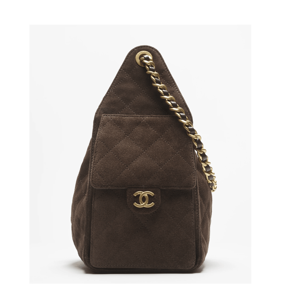 Chanel Suede Calfskin Gold Tone Metal Handbag 30cm/11.8in view 6