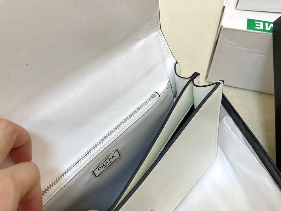Prada Emblème Brushed-Leather Bag White 24cm view 9