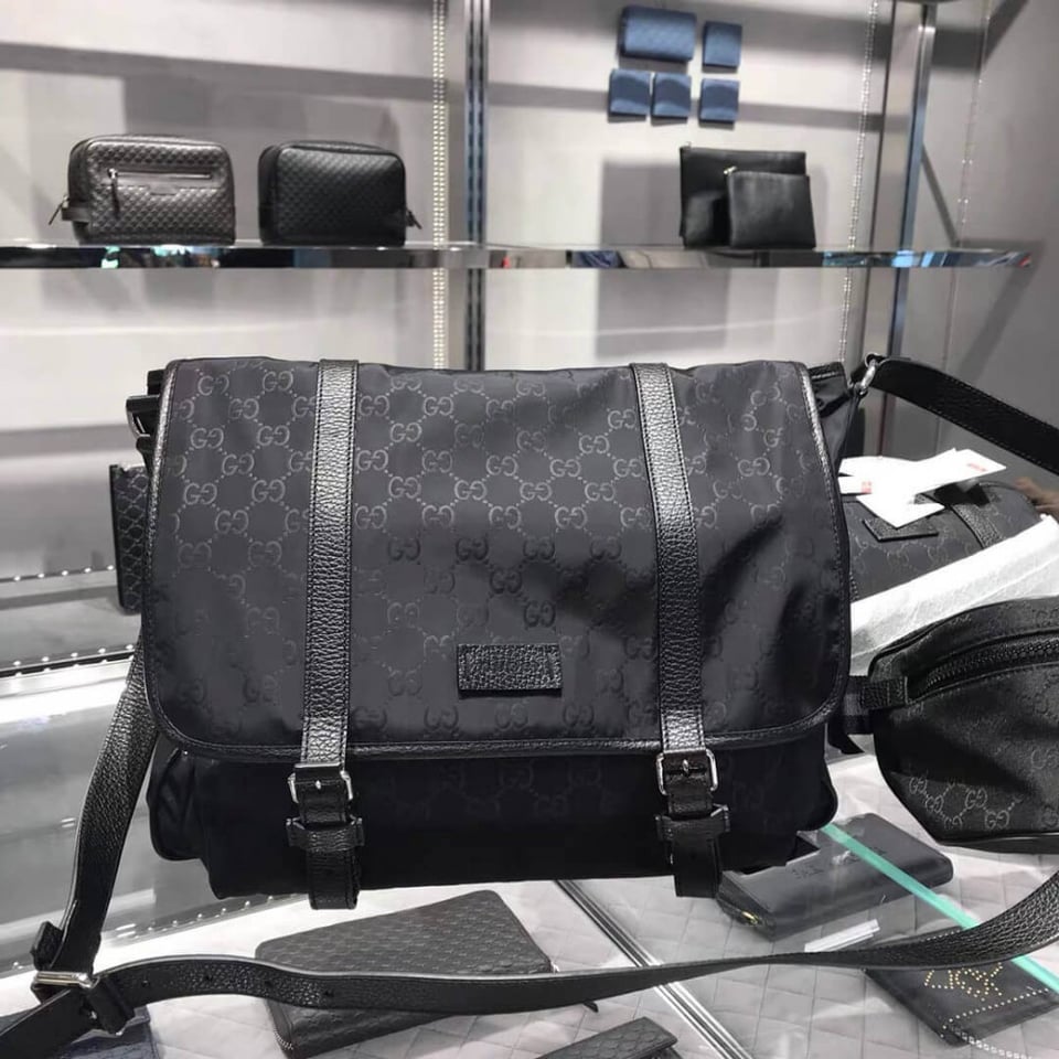 Gucci GG Guccissima Black Medium Nylon Messenger Bag 510334 view 3