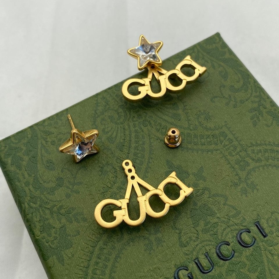 Gucci Crystal Star Gold Earrings 679076 J1D50 8031 view 3
