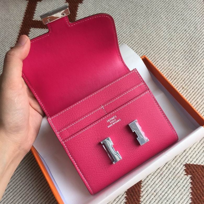 Hermès Epsom Calfskin Wallet with “H” Closure Pink 12.4cm view 11