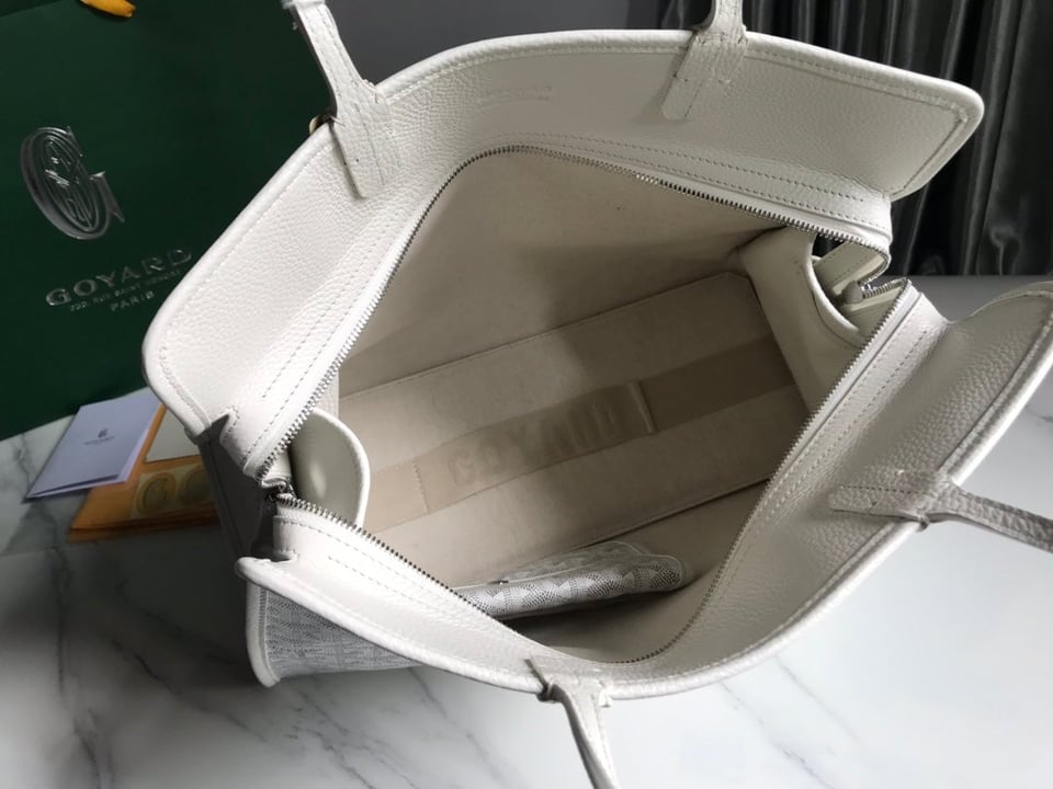 Goyard Hardy Pm Bag 40 Cm White Goyardine Canvas And Taurillon Leather Trim view 9