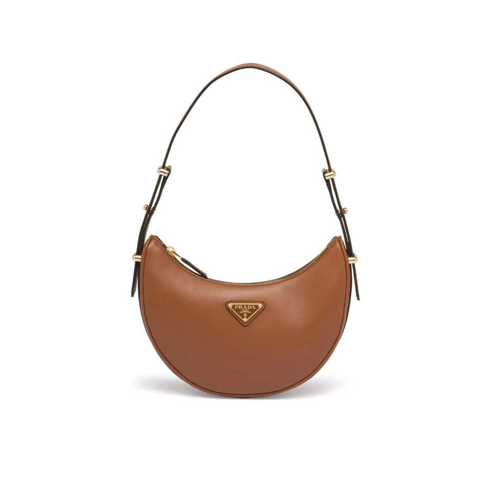 Prada Arqué Leather Shoulder Bag Cognac 22.5cm view 2
