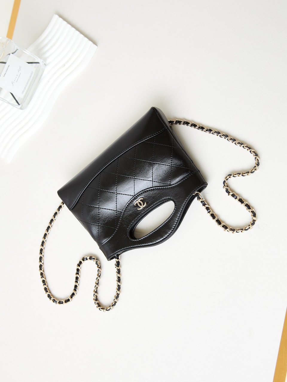 Chanel 24S31 Nano Shopping Bag 17.5Cm Black Lambskin Gold Hardware view 6
