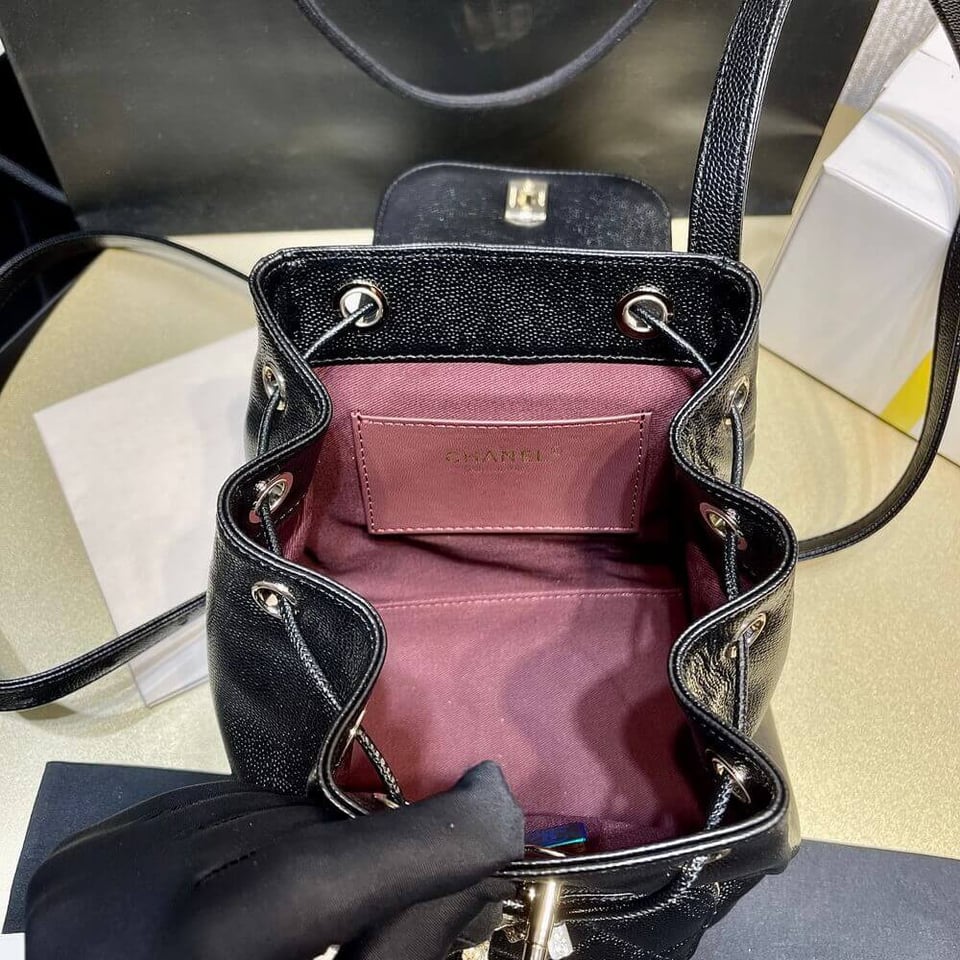 Chanel Business Affinity Mini Backpack in Black Caviar 25.4cm view 14