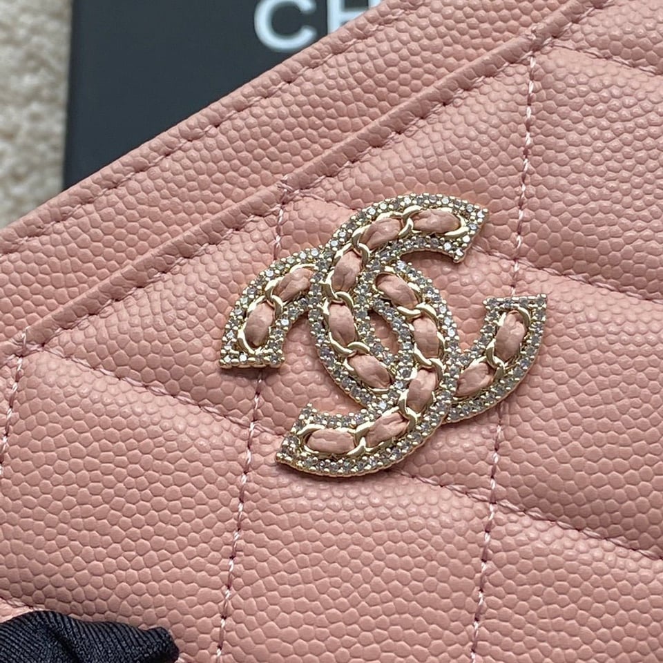 Chanel Card Holder 11Cm Pink Caviar Light Gold Hardware view 10