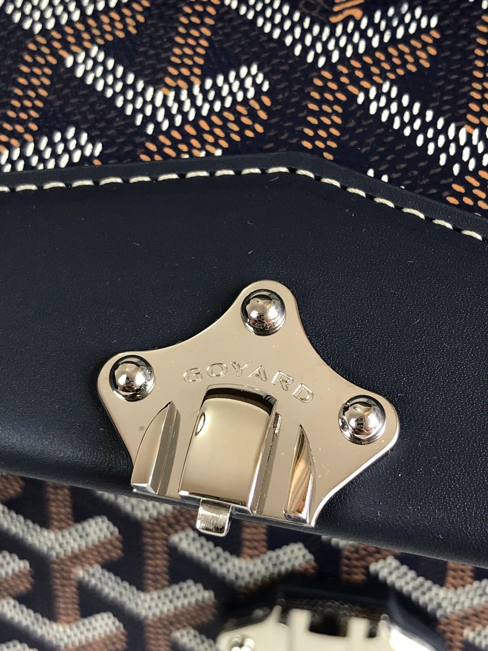 Goyard Duchesse Marie-Caroline Bag 25 Cm Navy Blue Goyardine Canvas And Smooth Calfskin view 6