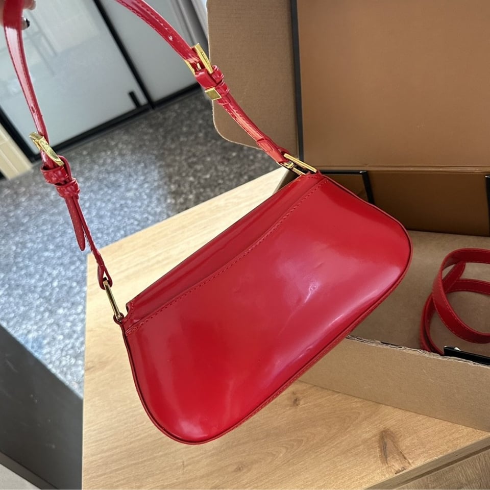 Prada Patent Leather Shoulder Bag In Cherry Red 25Cm view 7