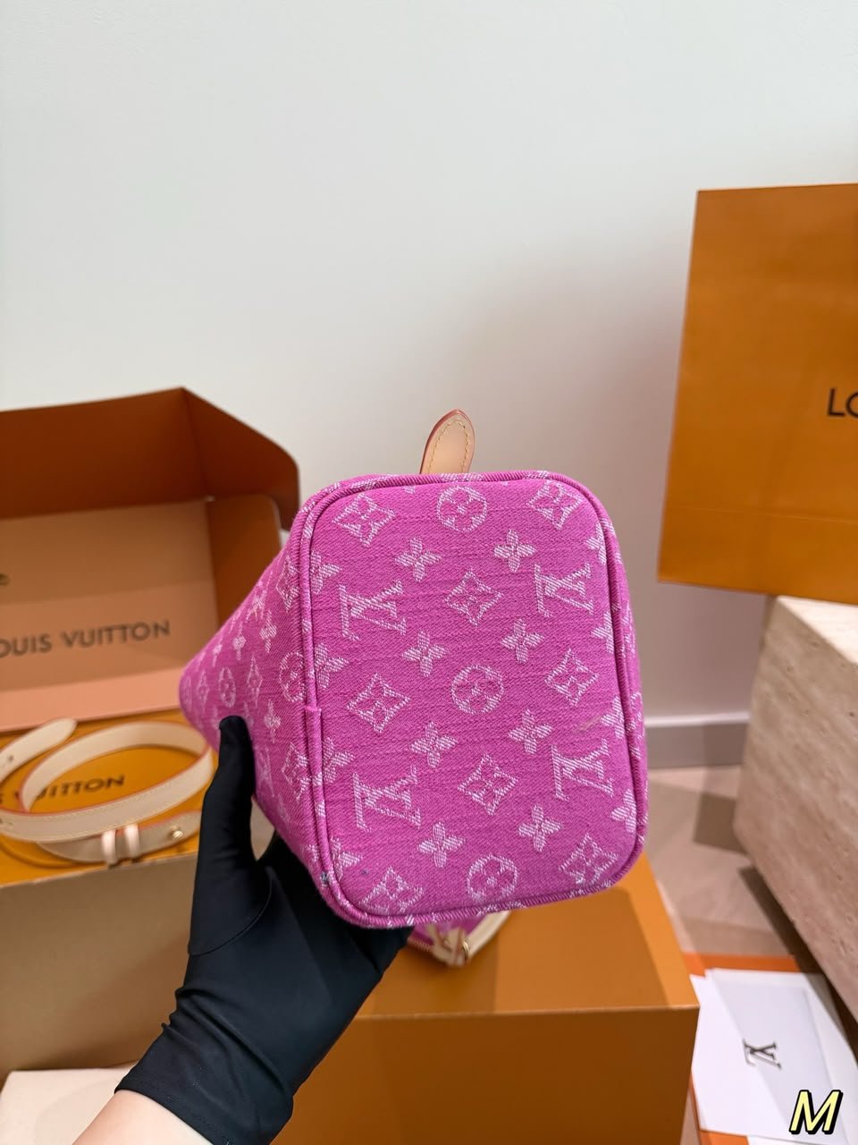 Louis Vuitton All In BB Bag Fuchsia Denim Fabric 16cm M27626 view 5