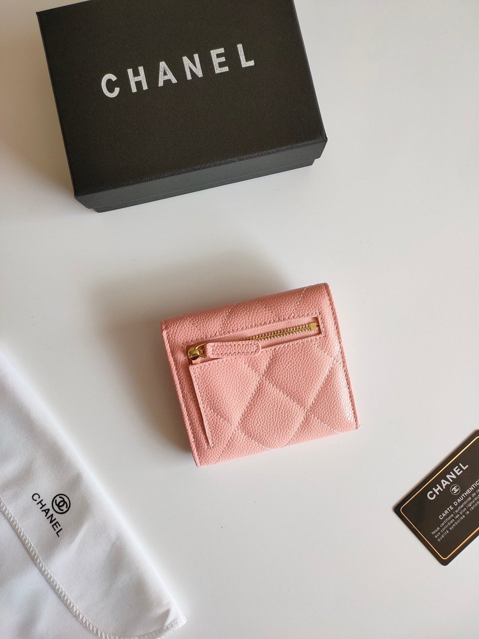 Chanel Square Purse 12 Peach Grained Calfskin Gold Icon view 6