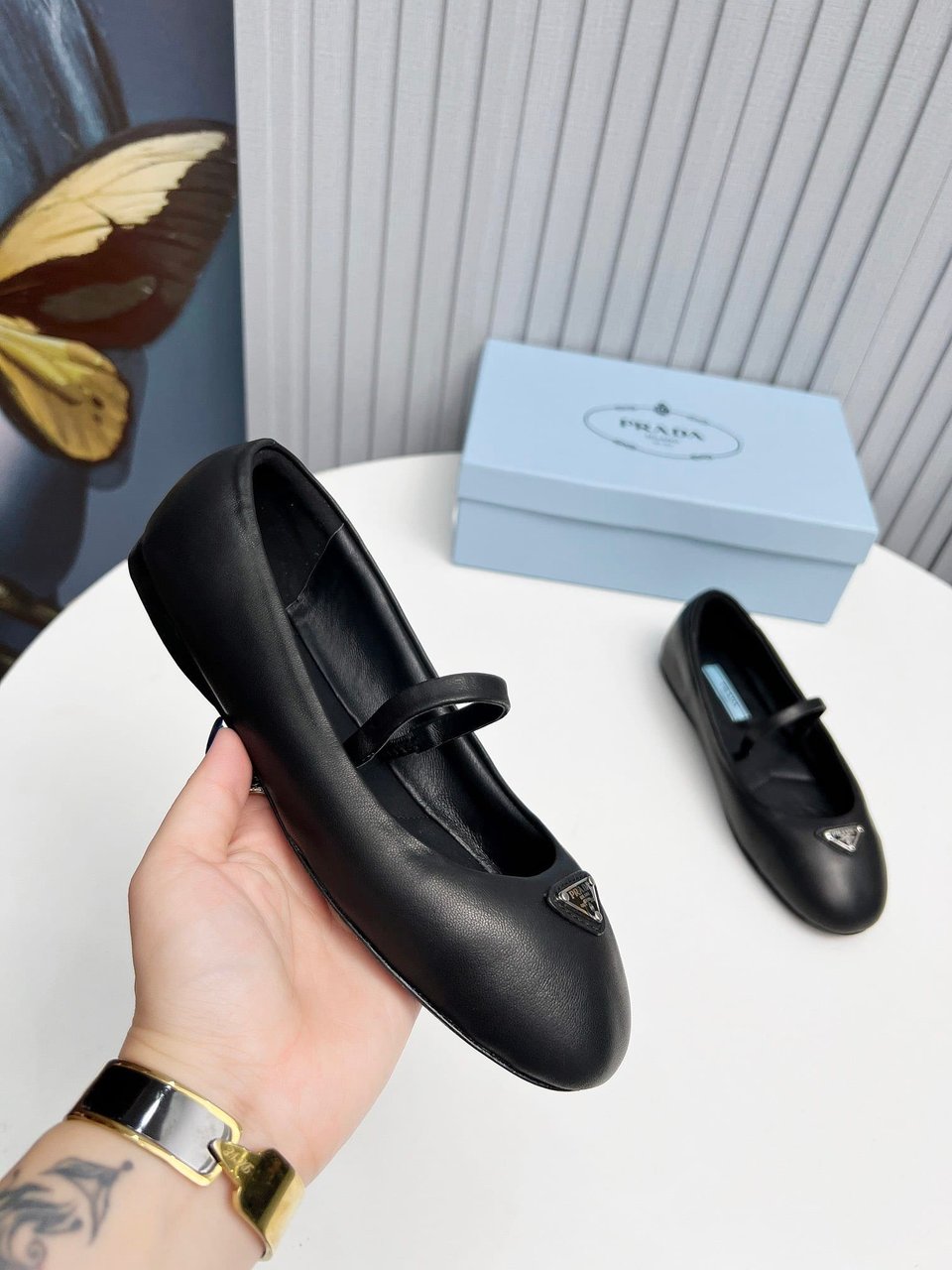 Prada Soft Padded Nappa Leather Ballerinas Black 1F122N 2Dl8 F0002 F 005 view 6