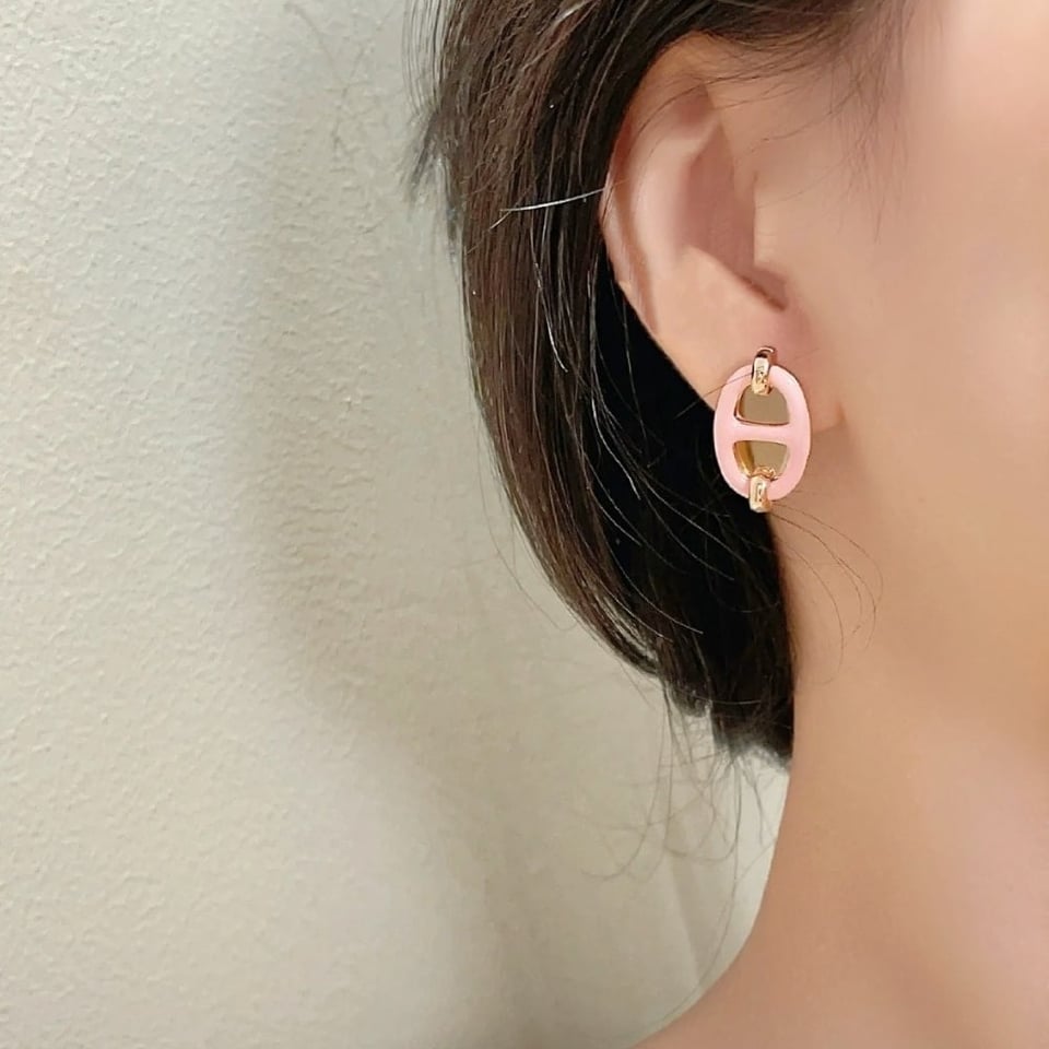 Hermes Mini Maillon Earrings Light Pink view 6
