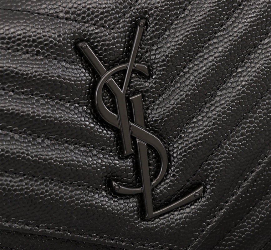 Saint Laurent Cassandre Matelasse Chain Wallet In Grain De Poudre Embossed Black Noir 22Cm view 8