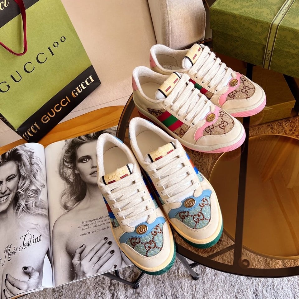 Gucci Women’S Screener Sneaker With Crystals Pink ?677423 9Sfr0 2587 view 4
