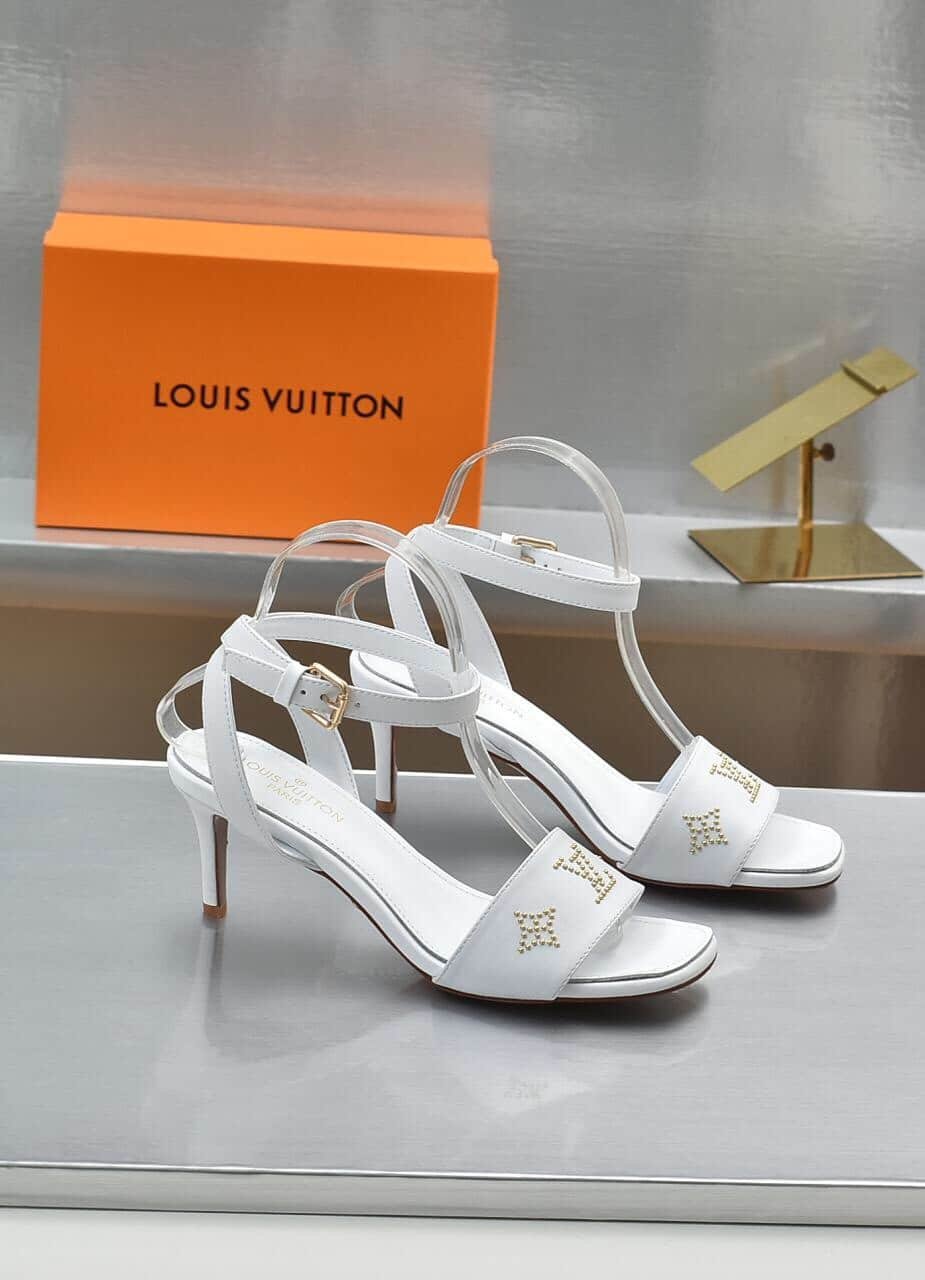 Louis Vuitton Open Toe High Heel Sandals White view 3