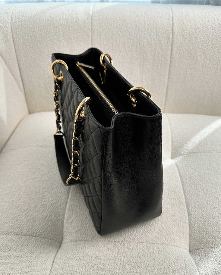 Chanel Classic Tote Bag Gold Toned Hardware Black 34cm view 8