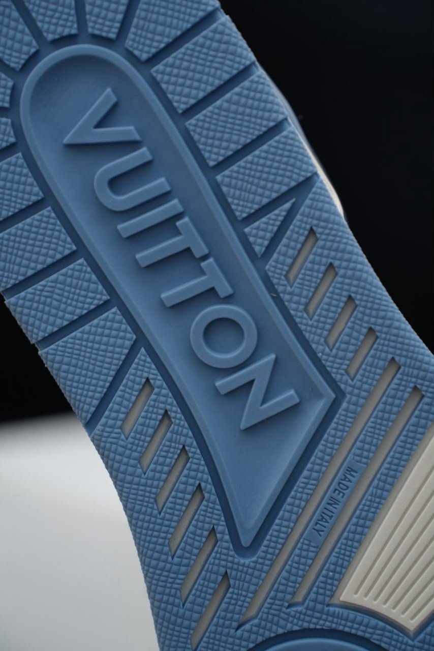 Louis Vuitton Trainer Sneakers Blue Textured Calfskin 1AKCCR view 8