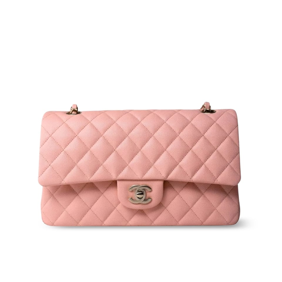 Chanel Classic Double Flap Bag Caviar Silver Hardware Light Pink 25Cm/10in view 2