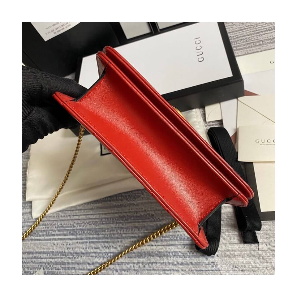 Gucci GG Marmont Mini Bag In Red Leather view 7