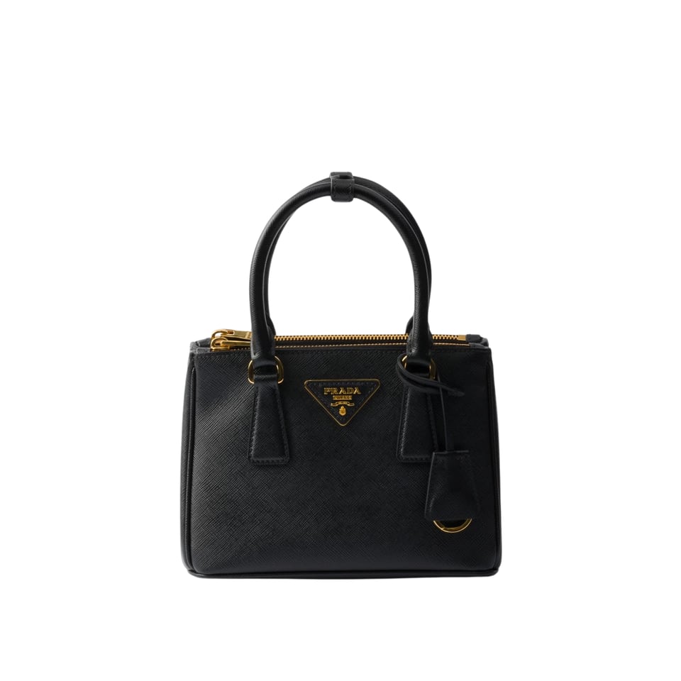 Prada Large Galleria Saffiano Leather Bag In Black