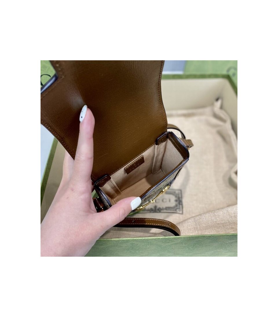 Gucci GG Supreme Horsebit 1955 Mini Bag Brown view 14