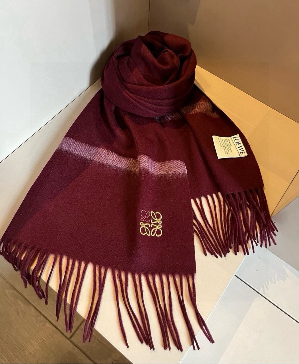 Loewe Mohair Scarf Ombre Burgundy For Women 180cm view 2