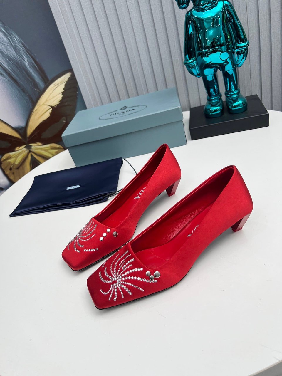 Prada Crystal Pumps Red view 7