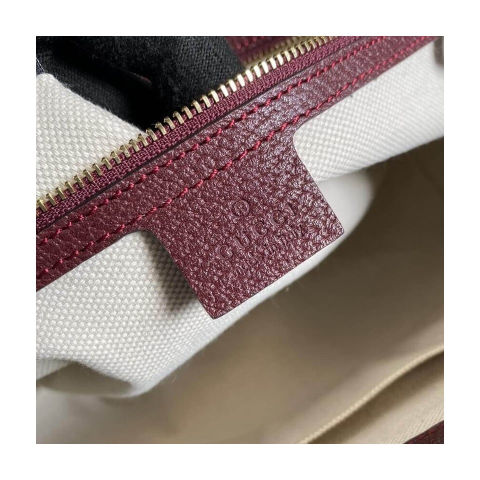 Gucci Ophidia Medium Tote With Web in Burgundy GG Canvas view 12