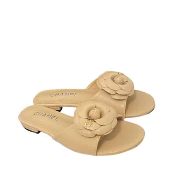 Chanel Camellia Slides Beige view 2