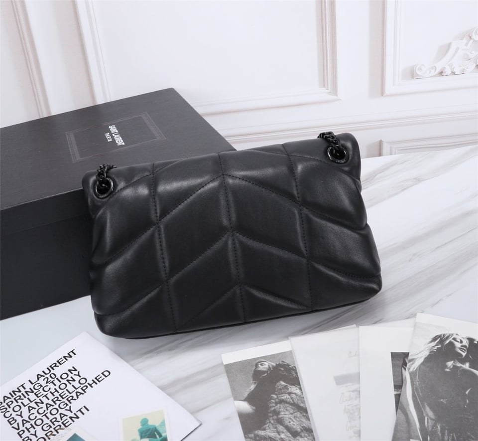 Saint Laurent Puffer Small Chain Bag In Quilted Black Noir view 3