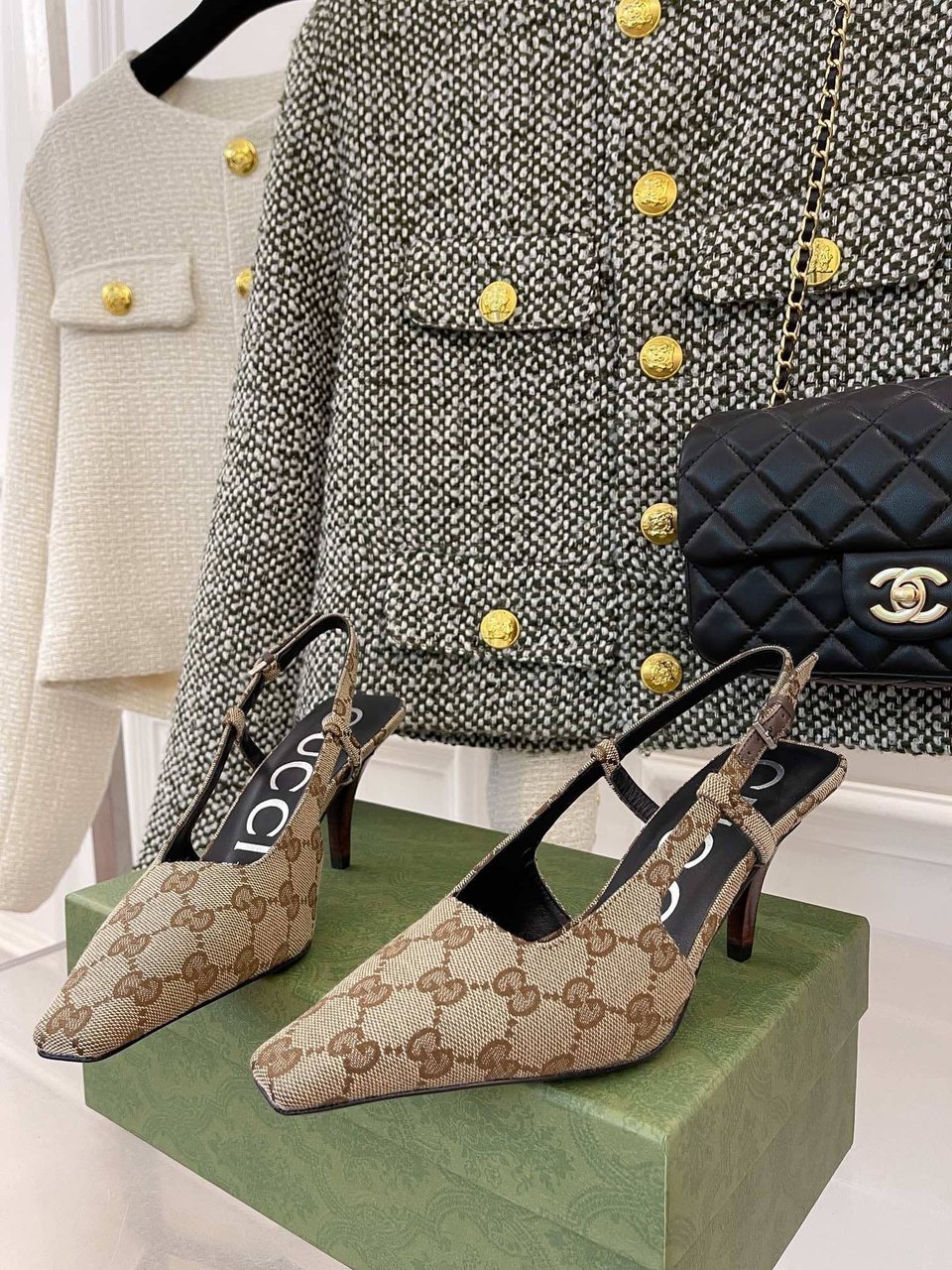 Gucci Women?S Gg Slingback Pump Beige ?675420 Ky980 9763 view 8