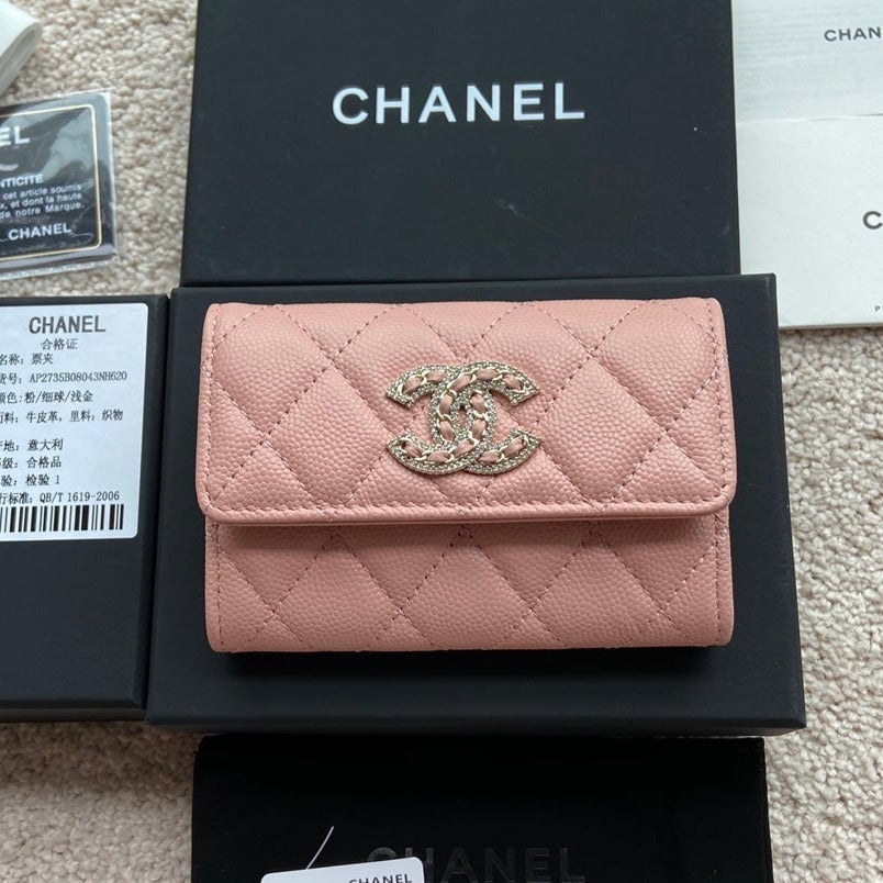 Chanel Small Wallet 11Cm Black Caviar Light Gold Leather Hardware view 2